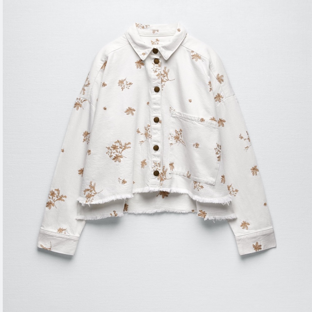 Zara embroidered pocket over shirt